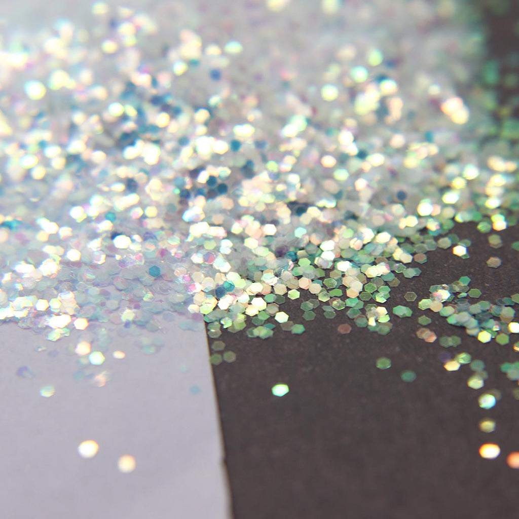 Glitter - Orange to green iridescent hex .040