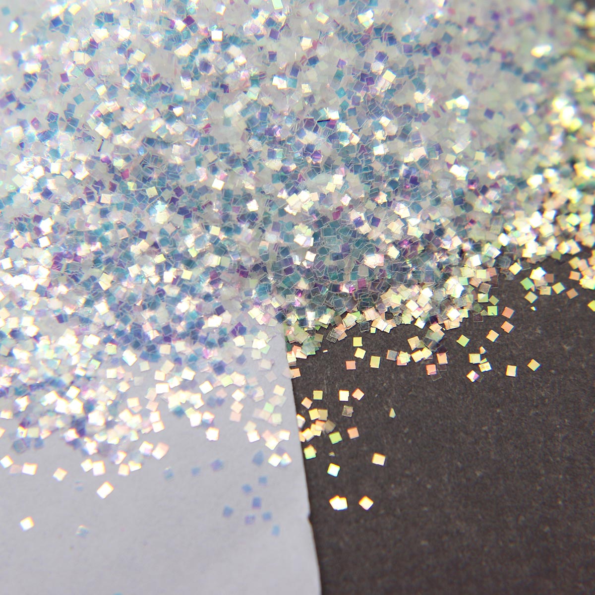 Glitter - Orange to green iridescent square .025
