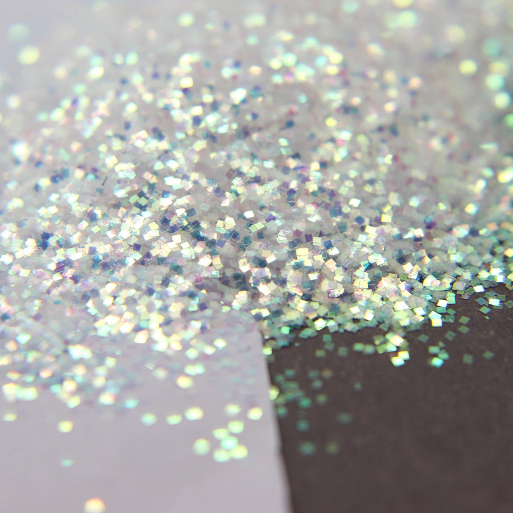 Glitter - Orange to green iridescent square .025