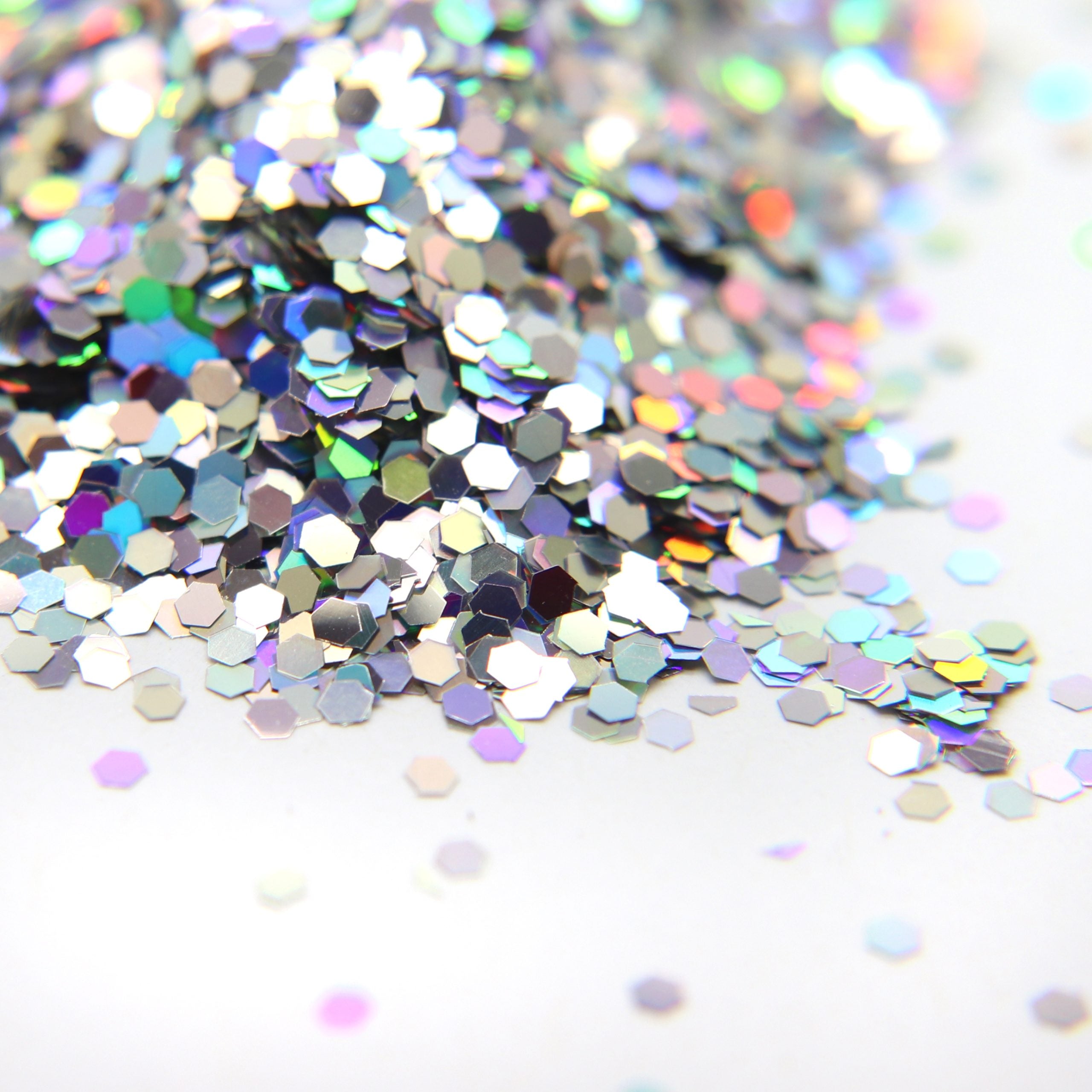 Glitter - Silver Holographic hex .062